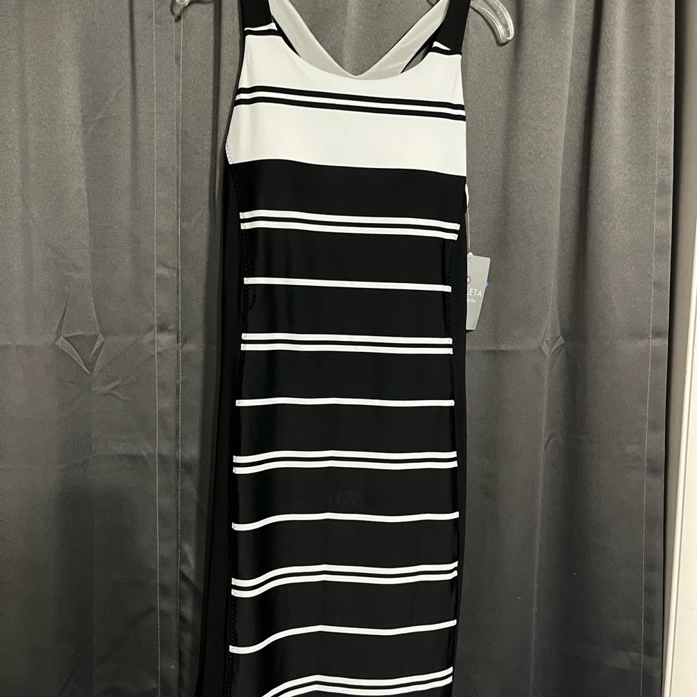 Athleta Black and White Striped Activewear